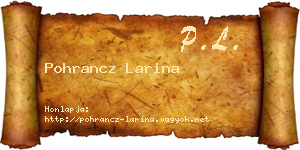 Pohrancz Larina névjegykártya